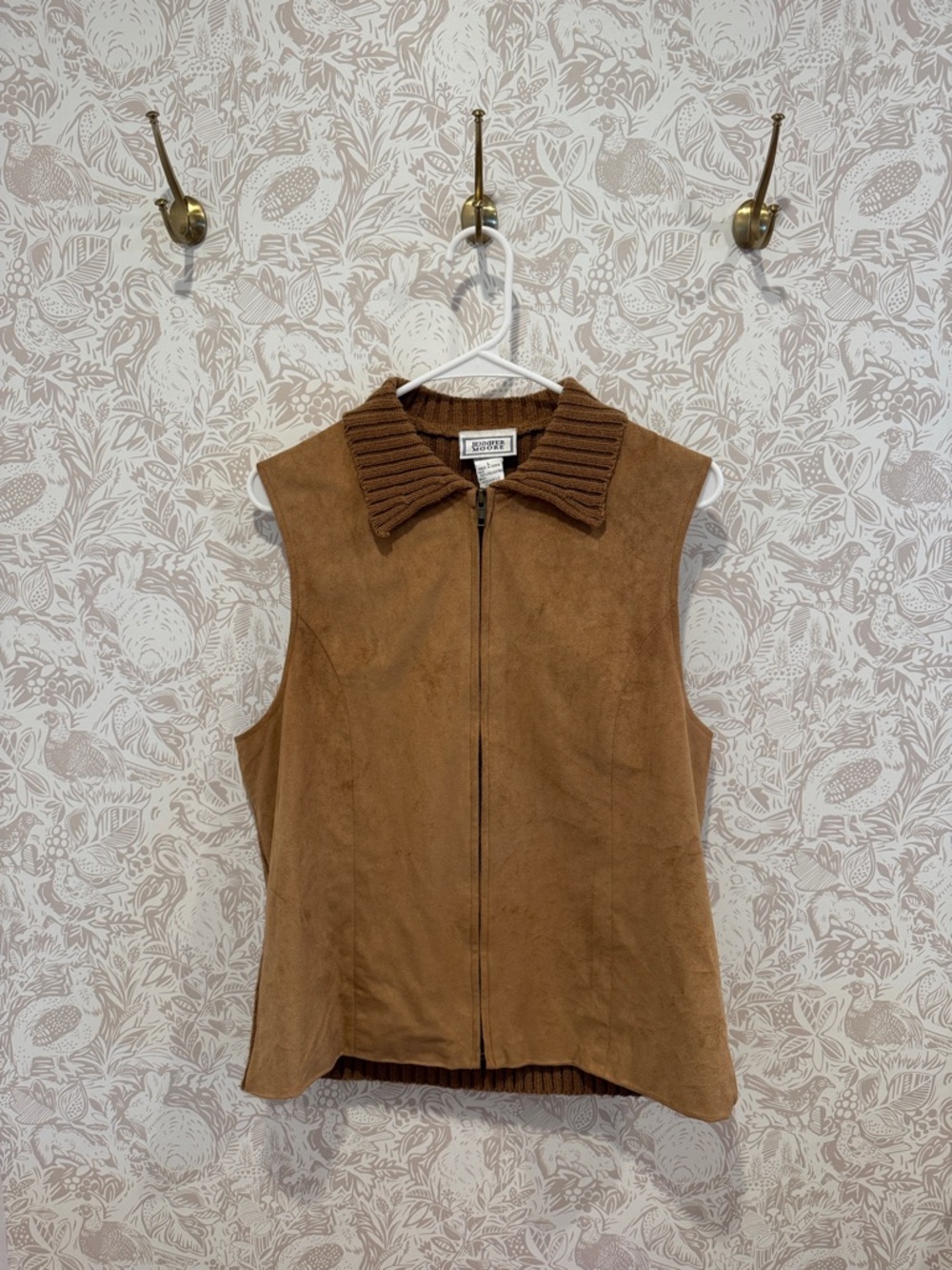 Jennifer Moore Chestnut Brown Suede-Look Zip Vest